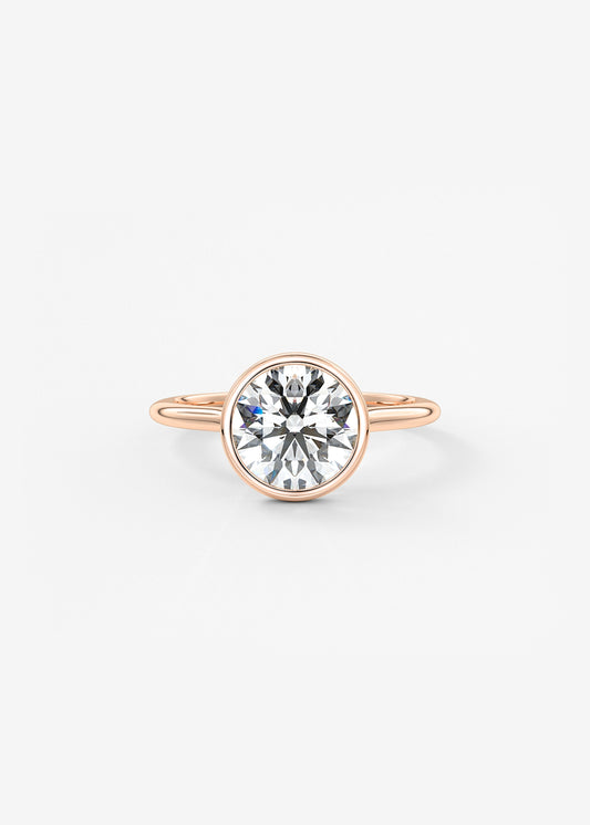 Round Bezel Lab Grown Diamond Engagement Ring