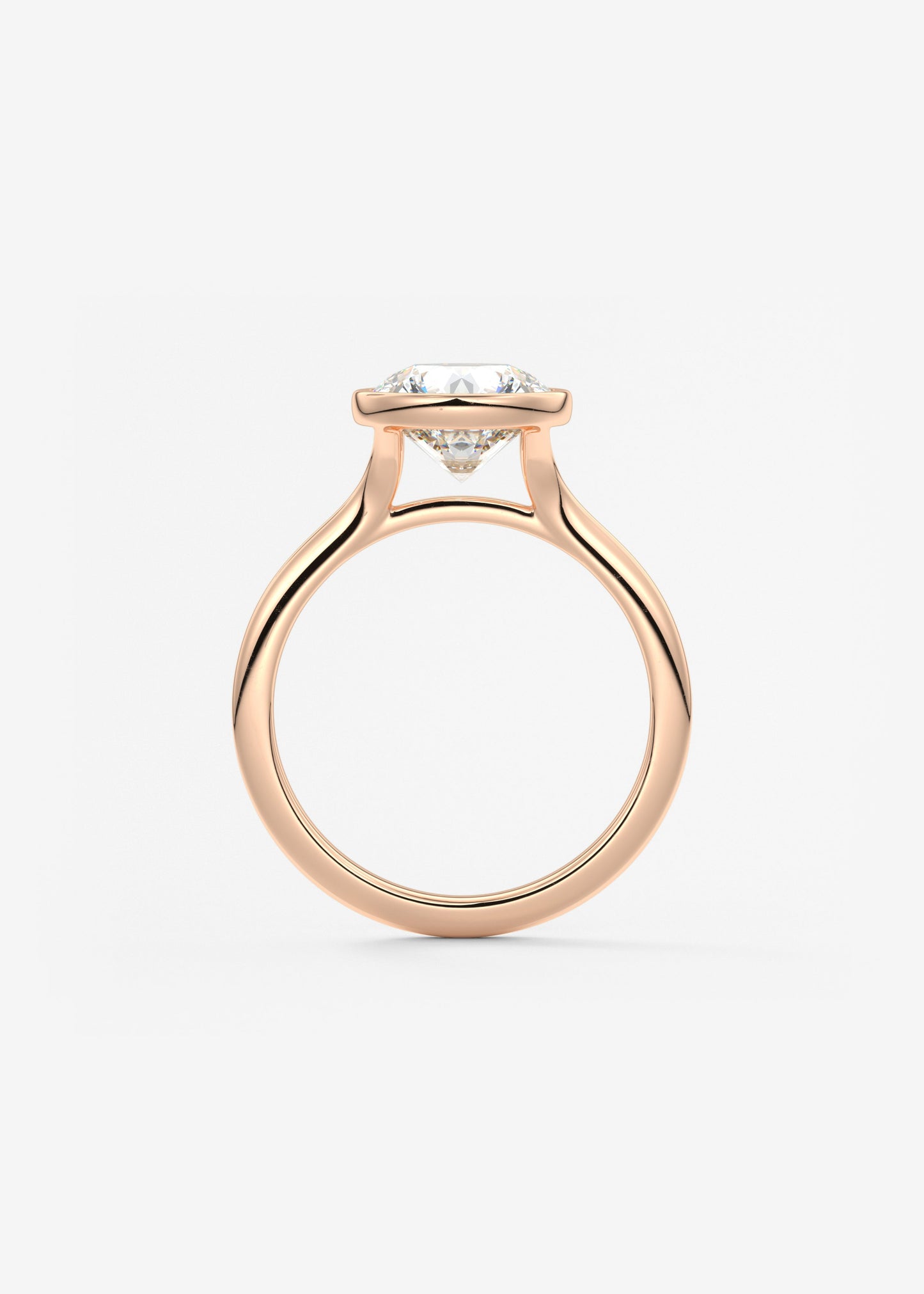 Round Bezel Lab Grown Diamond Engagement Ring