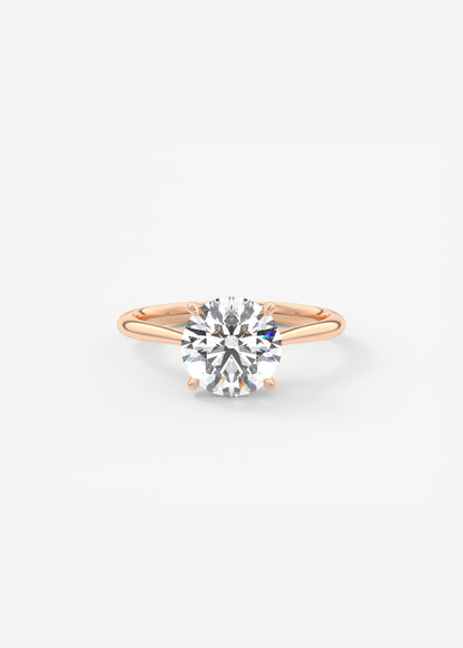 Round Hidden Halo Cathedral Lab Grown Diamond Engagement Ring