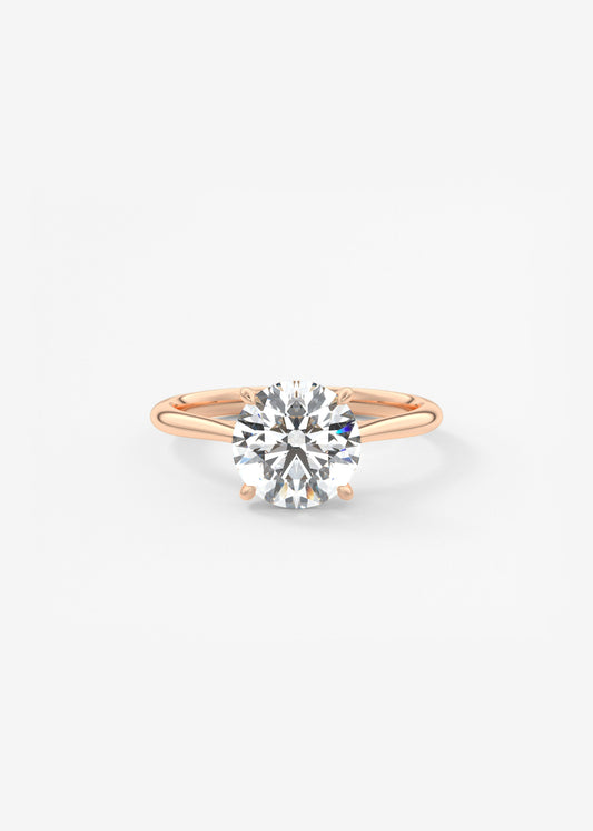 Round Hidden Halo Cathedral Lab Grown Diamond Engagement Ring