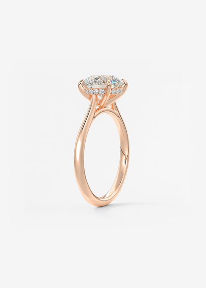 Round Hidden Halo Cathedral Lab Grown Diamond Engagement Ring