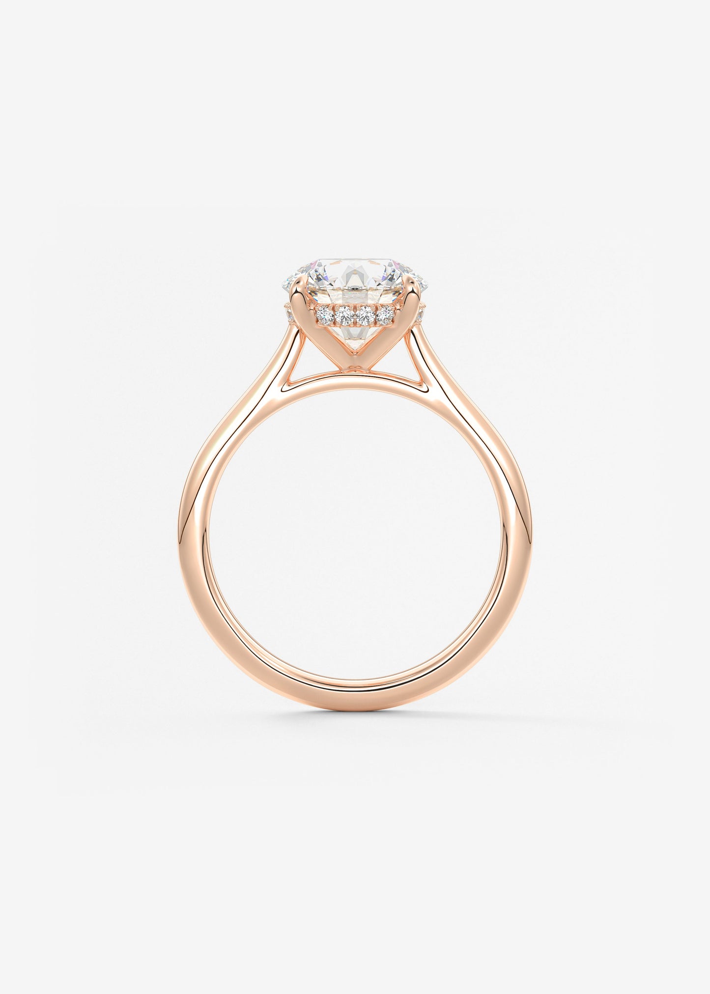 Round Hidden Halo Cathedral Lab Grown Diamond Engagement Ring