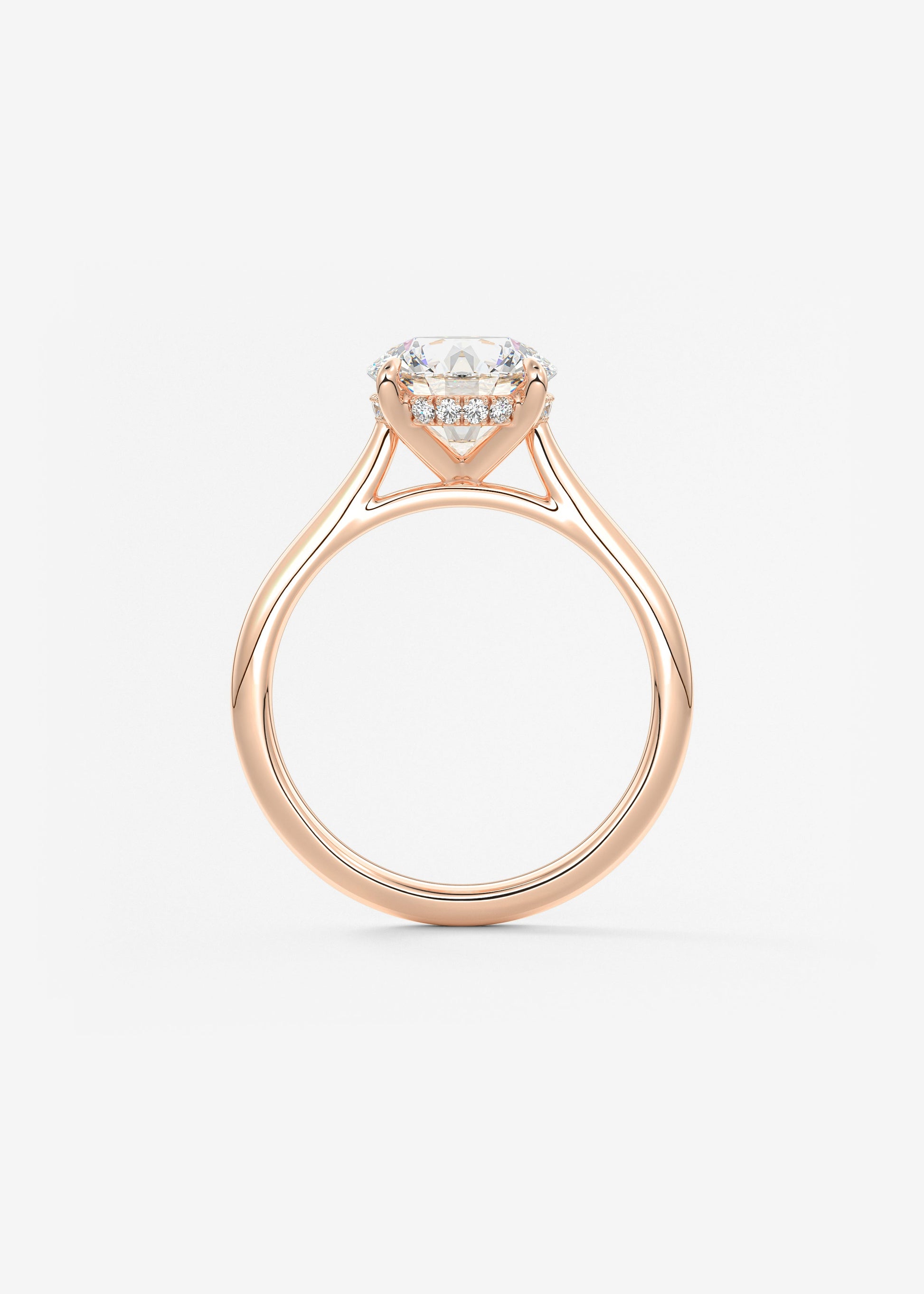 Round Hidden Halo Cathedral Lab Grown Diamond Engagement Ring