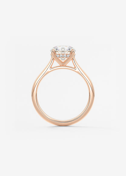 Round Hidden Halo Cathedral Lab Grown Diamond Engagement Ring