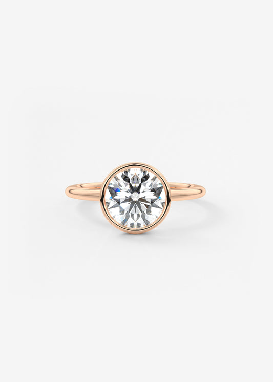 Round Bezel Lab Grown Diamond Engagement Ring