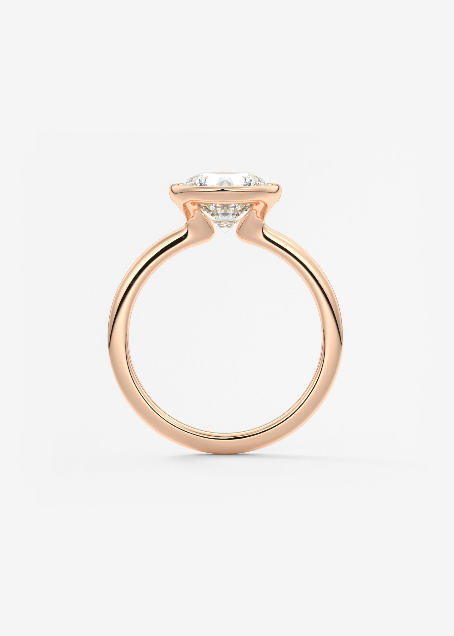 Round Bezel Lab Grown Diamond Engagement Ring