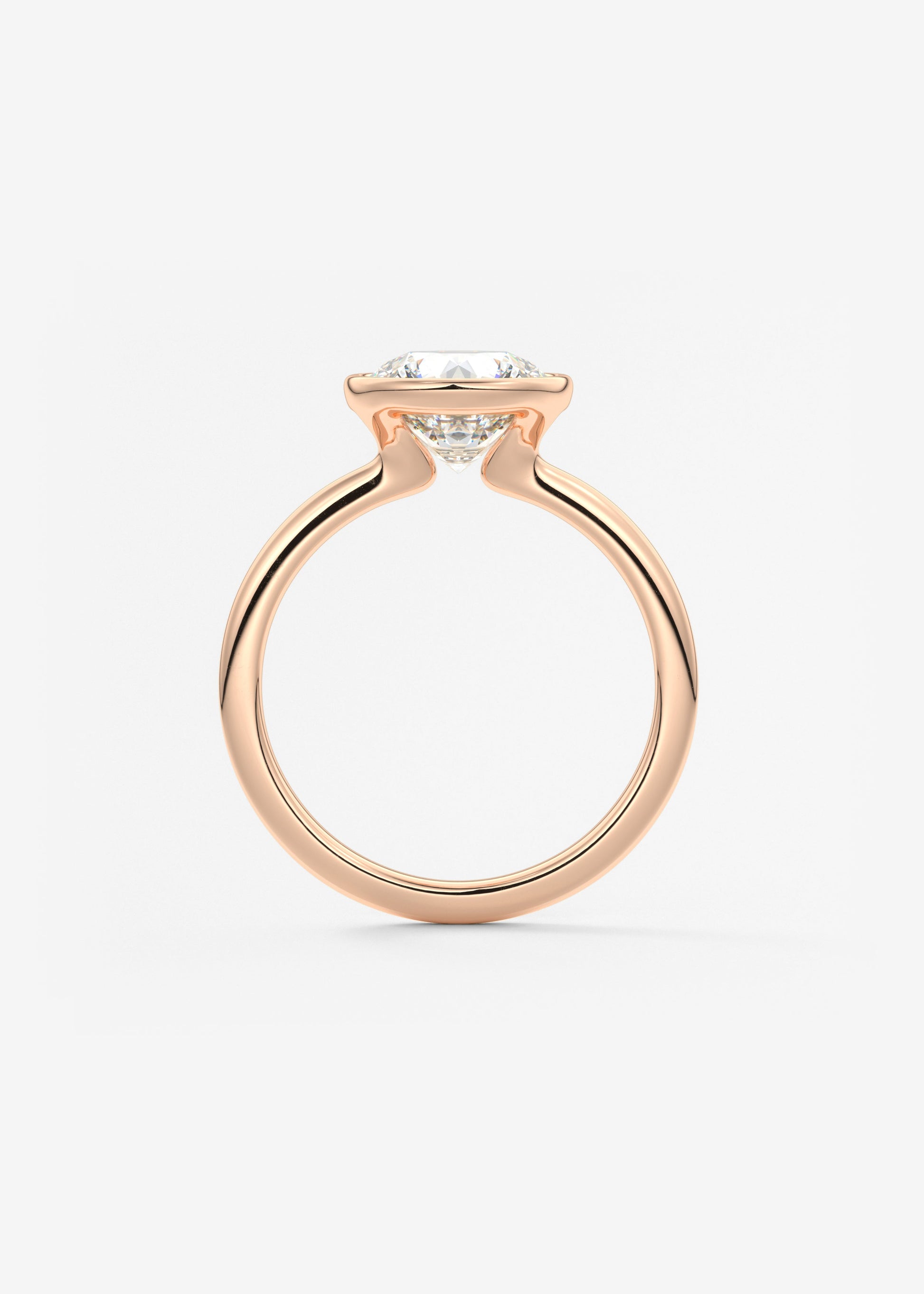 Round Bezel Lab Grown Diamond Engagement Ring
