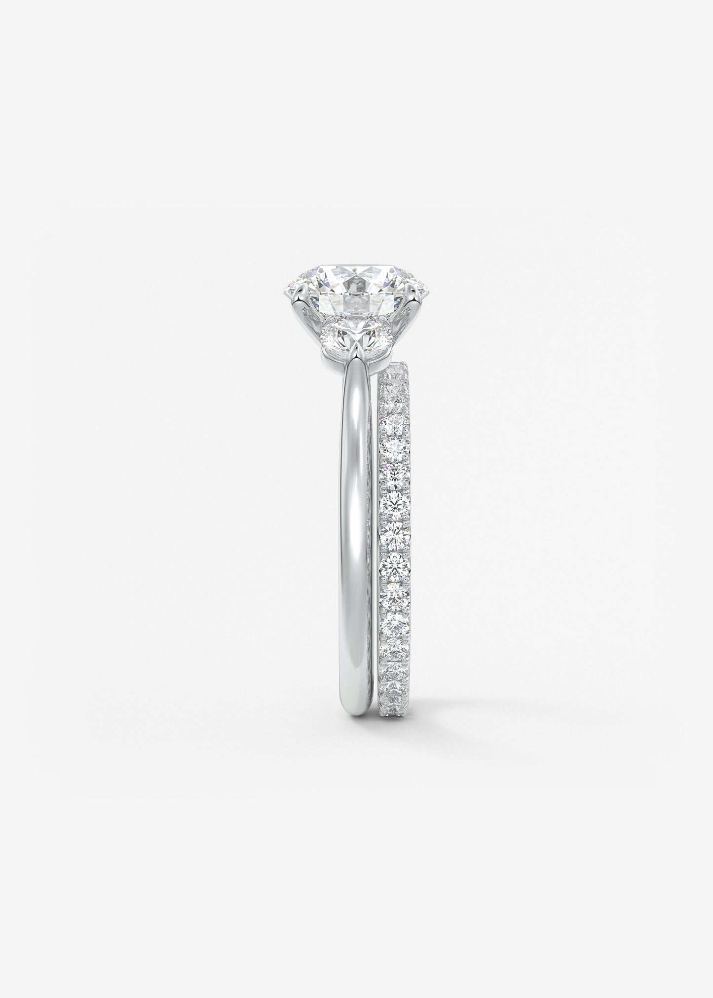 Round Hidden Halo Pave Lab Grown Diamond Engagement Ring