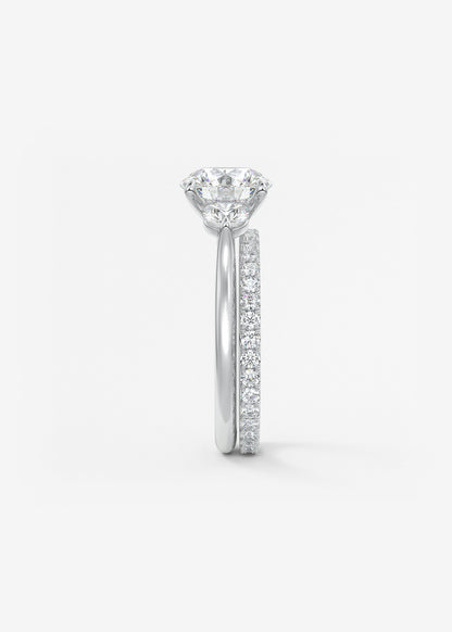 Round Hidden Halo Pave Lab Grown Diamond Engagement Ring