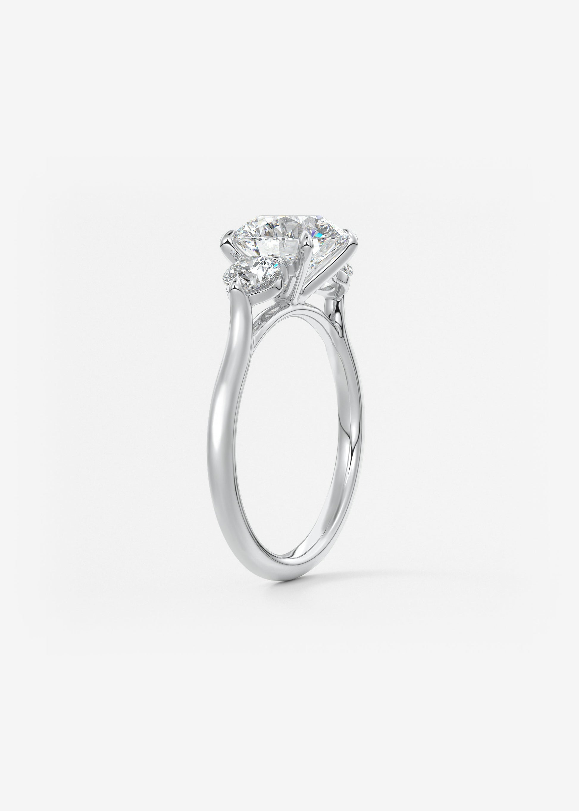 Round Hidden Halo Pave Lab Grown Diamond Engagement Ring