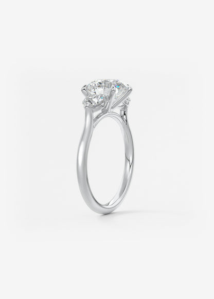 Round Hidden Halo Pave Lab Grown Diamond Engagement Ring