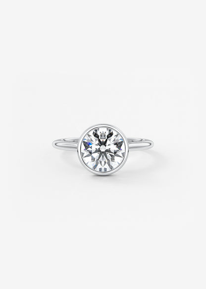 Round Bezel Lab Grown Diamond Engagement Ring