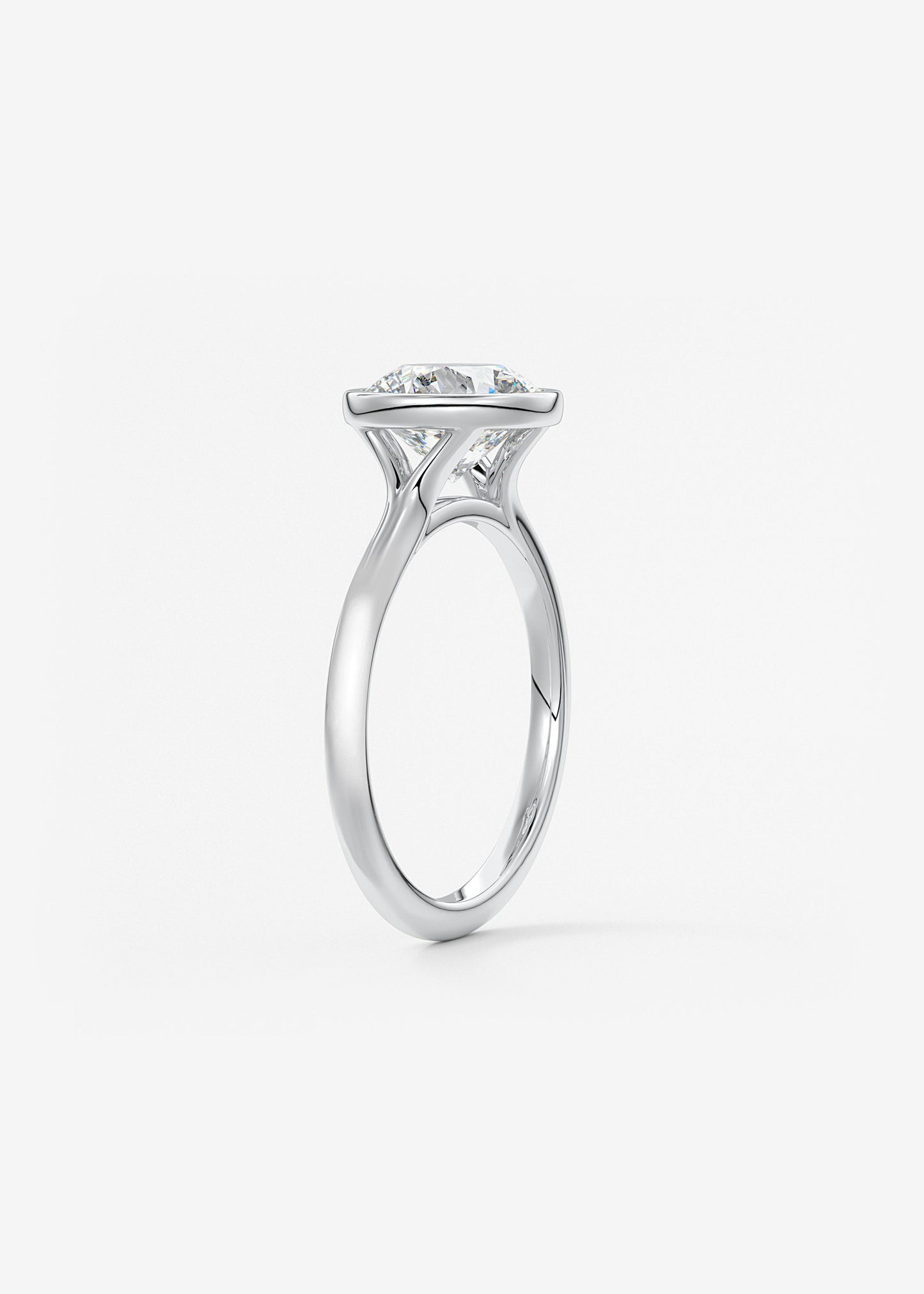 Round Bezel Lab Grown Diamond Engagement Ring