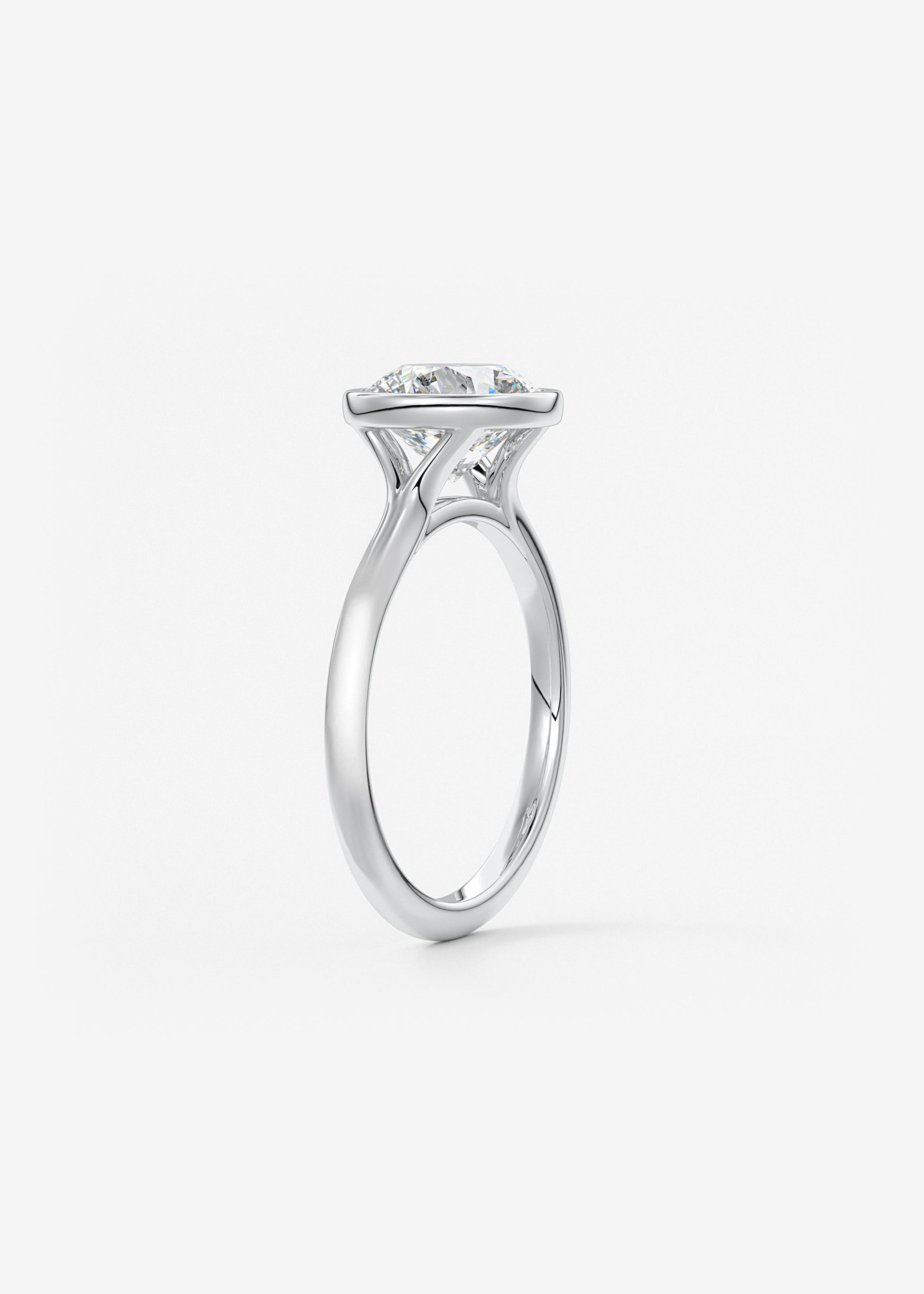 Round Bezel Lab Grown Diamond Engagement Ring