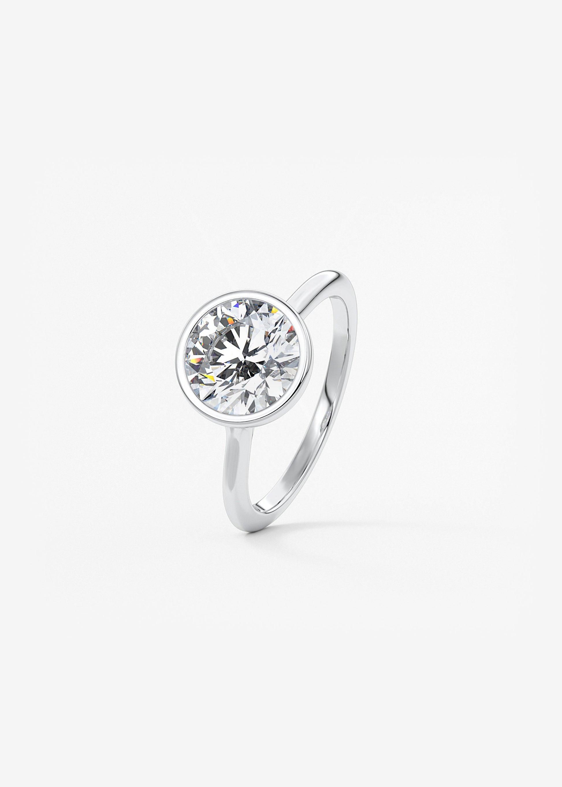 Round Bezel Lab Grown Diamond Engagement Ring