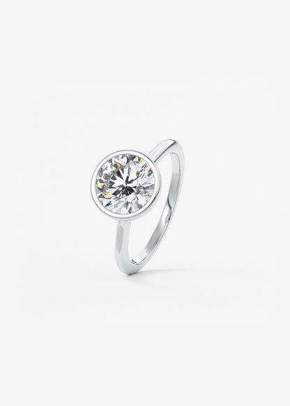 Round Bezel Lab Grown Diamond Engagement Ring