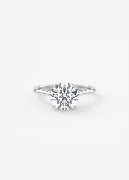 Round Hidden Halo Cathedral Lab Grown Diamond Engagement Ring