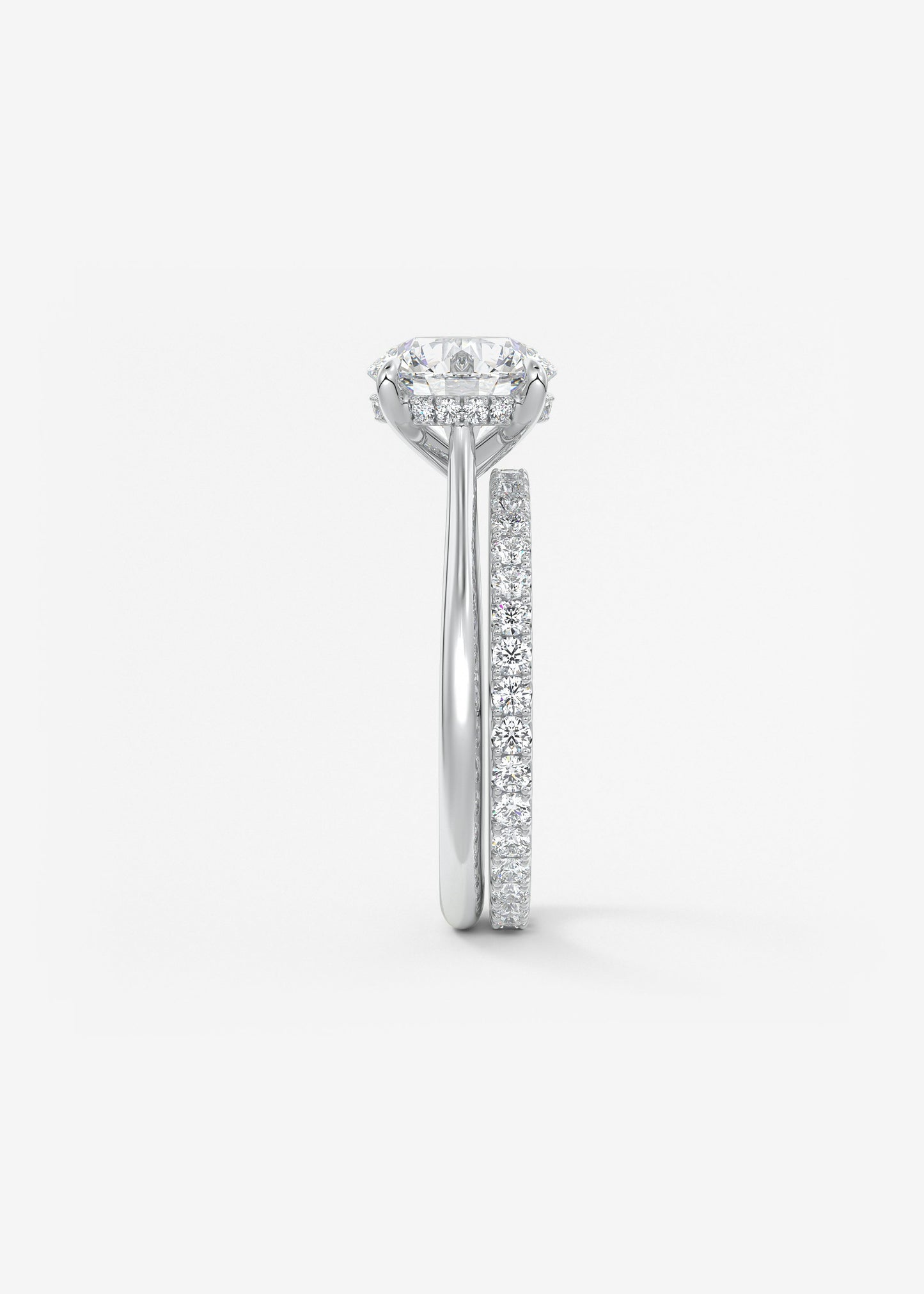 Round Hidden Halo Cathedral Lab Grown Diamond Engagement Ring