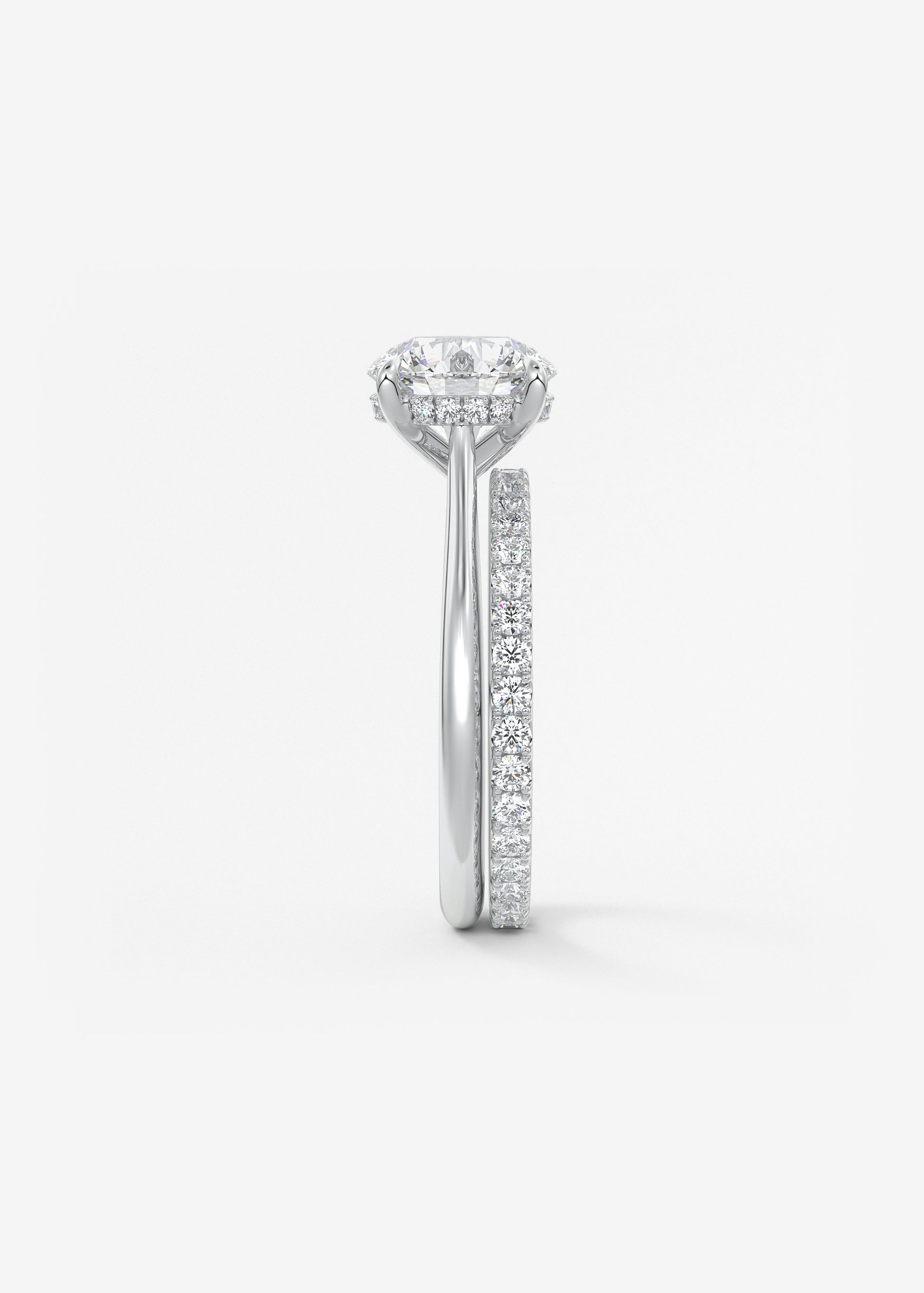 Round Hidden Halo Cathedral Lab Grown Diamond Engagement Ring