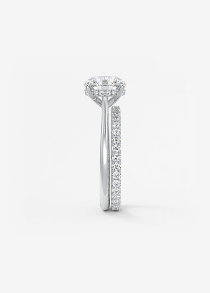 Round Hidden Halo Cathedral Lab Grown Diamond Engagement Ring