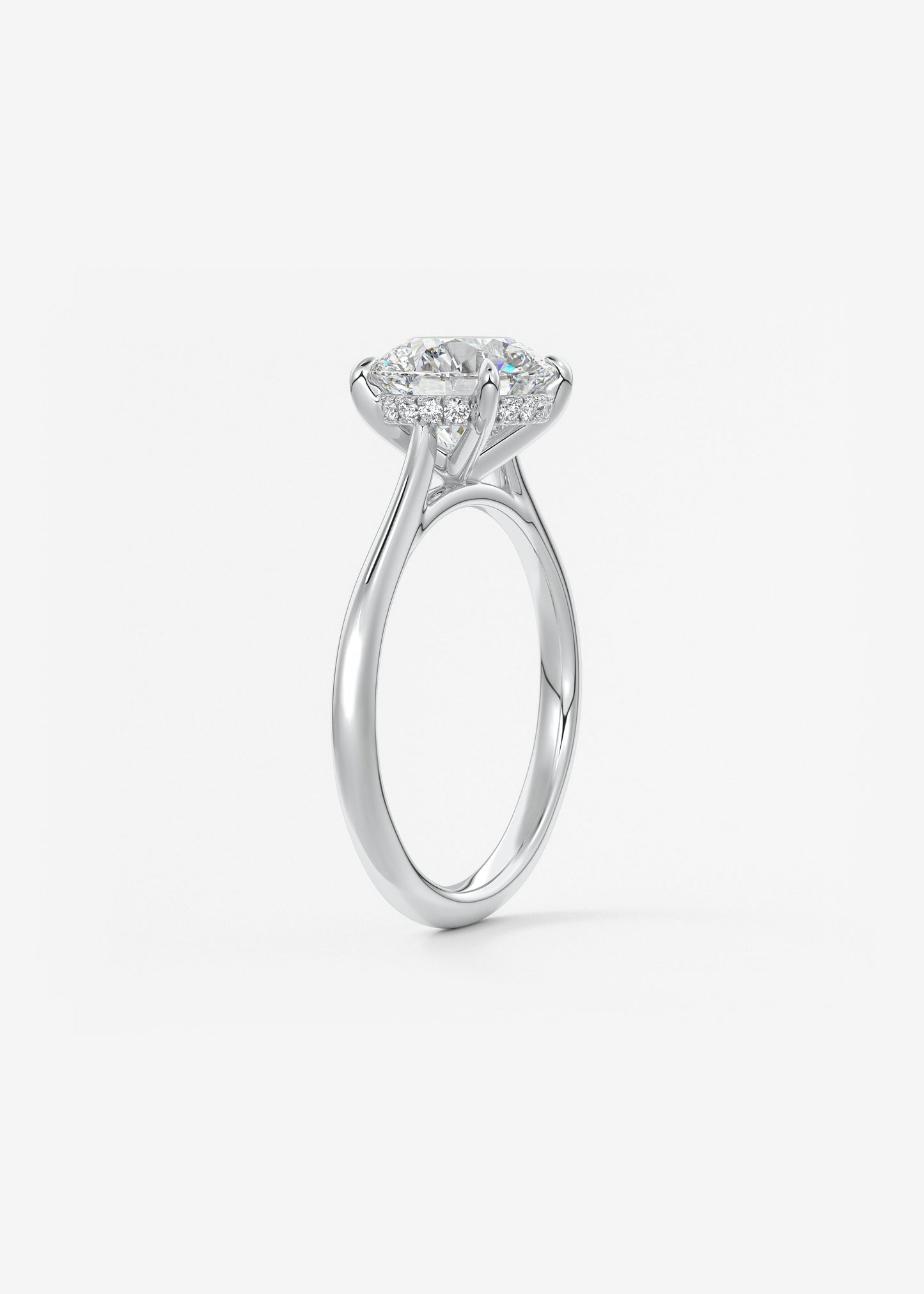 Round Hidden Halo Cathedral Lab Grown Diamond Engagement Ring