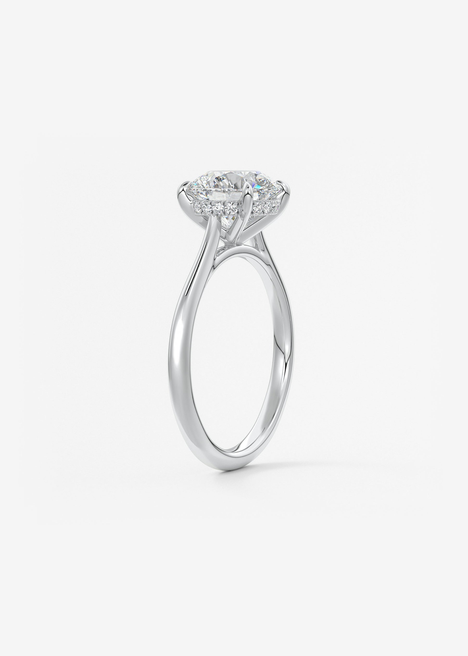Round Hidden Halo Cathedral Lab Grown Diamond Engagement Ring