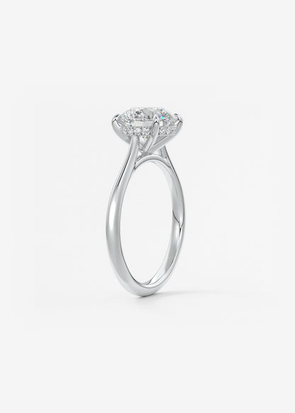 Round Hidden Halo Cathedral Lab Grown Diamond Engagement Ring