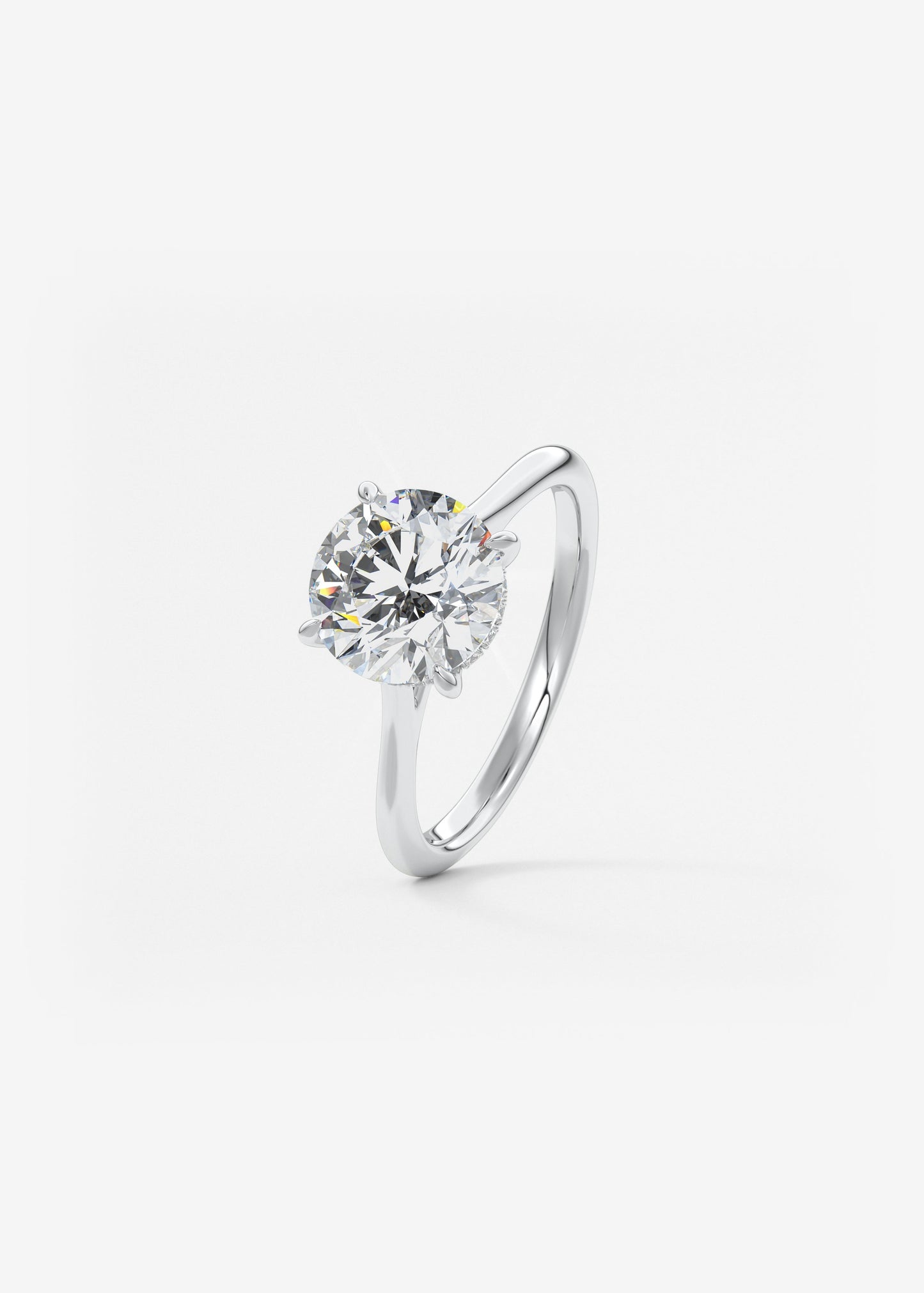 Round Hidden Halo Cathedral Lab Grown Diamond Engagement Ring