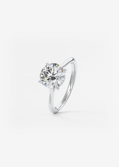 Round Hidden Halo Cathedral Lab Grown Diamond Engagement Ring