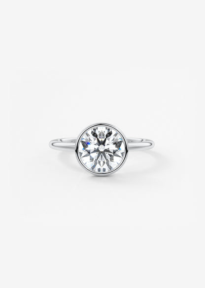 Round Bezel Lab Grown Diamond Engagement Ring