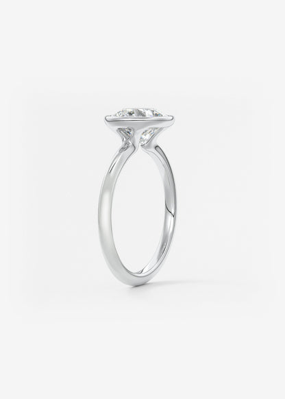 Round Bezel Lab Grown Diamond Engagement Ring