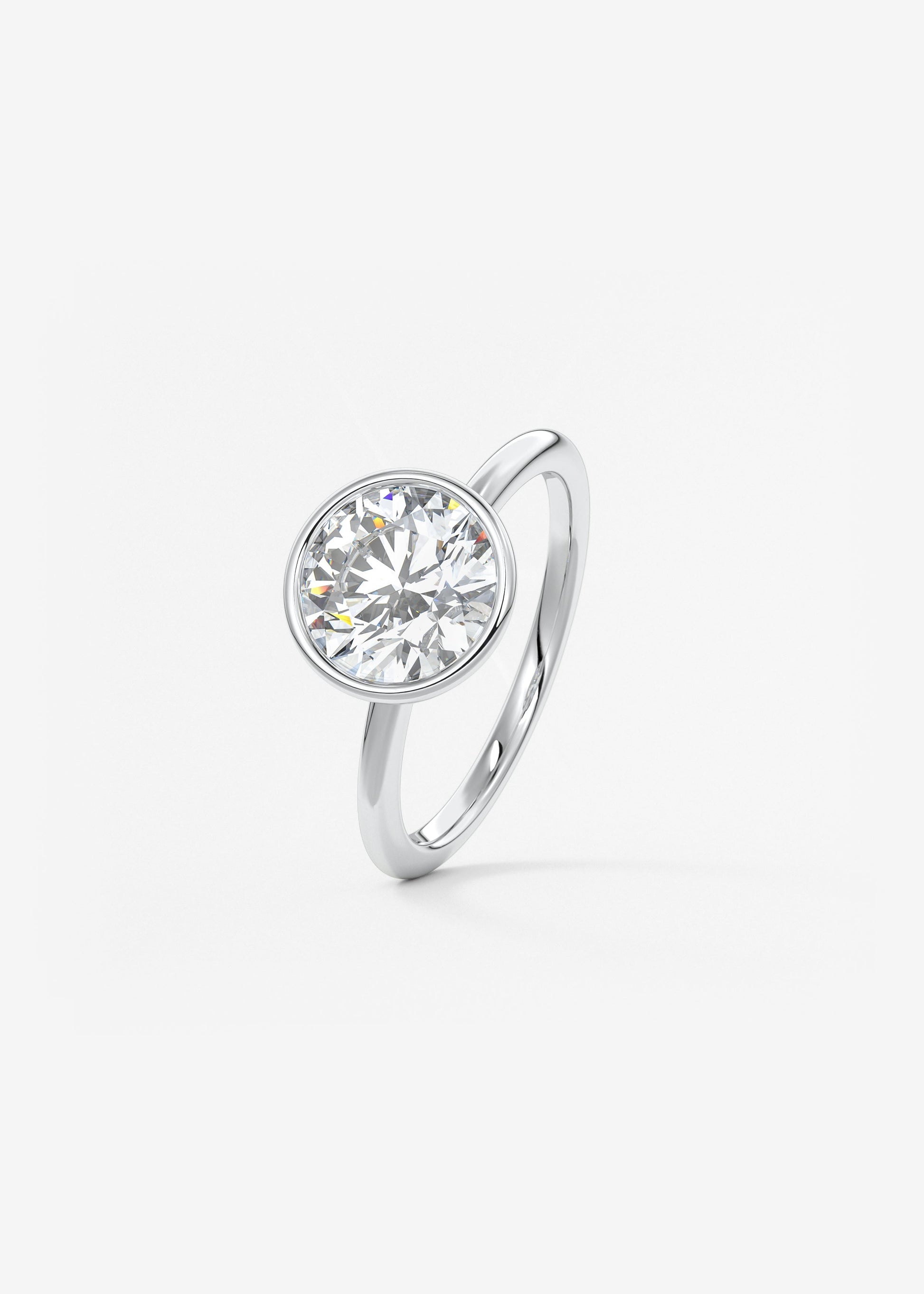 Round Bezel Lab Grown Diamond Engagement Ring