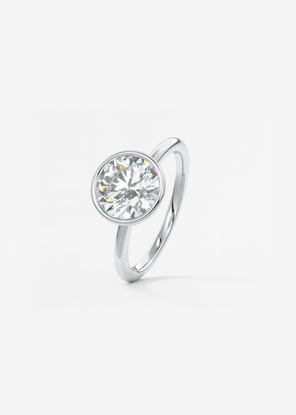 Round Bezel Lab Grown Diamond Engagement Ring