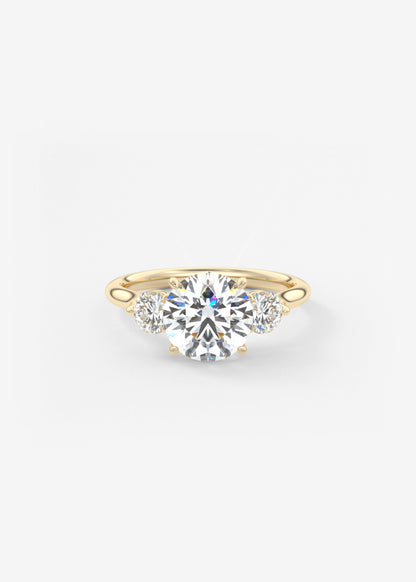 Round Hidden Halo Pave Lab Grown Diamond Engagement Ring