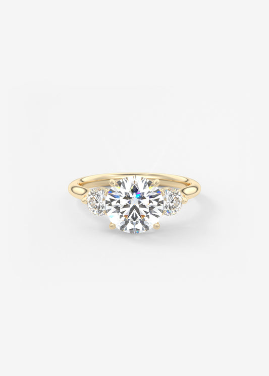 Round Hidden Halo Pave Lab Grown Diamond Engagement Ring