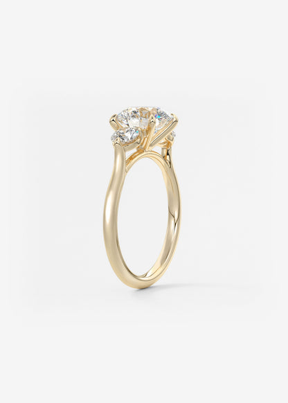 Round Hidden Halo Pave Lab Grown Diamond Engagement Ring