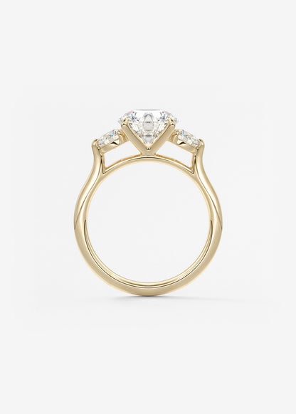 Round Hidden Halo Pave Lab Grown Diamond Engagement Ring