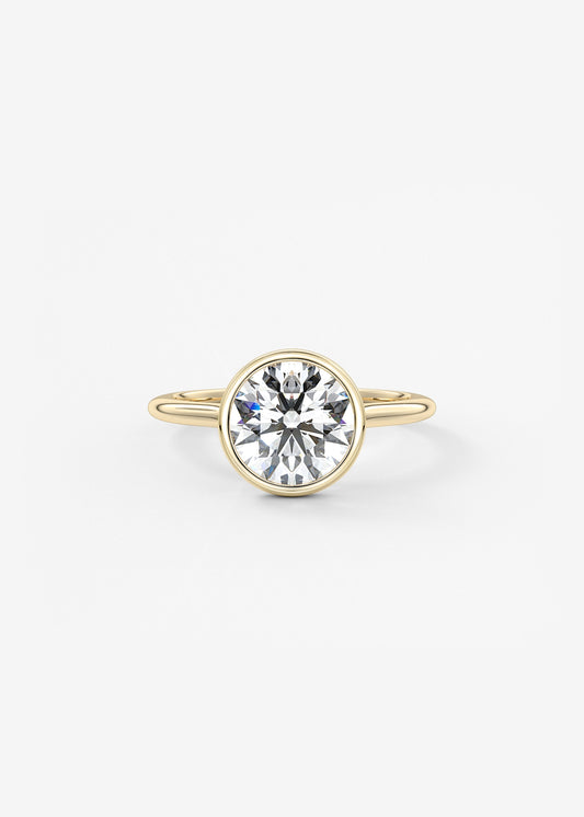 Round Bezel Lab Grown Diamond Engagement Ring