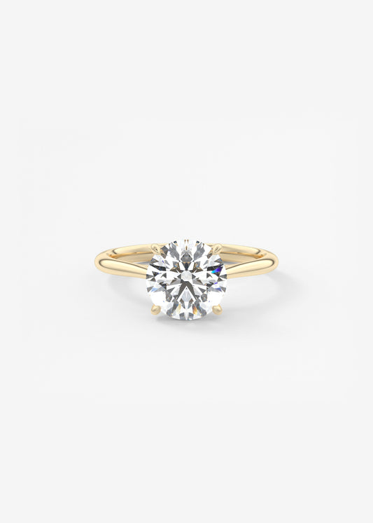 Round Hidden Halo Cathedral Lab Grown Diamond Engagement Ring