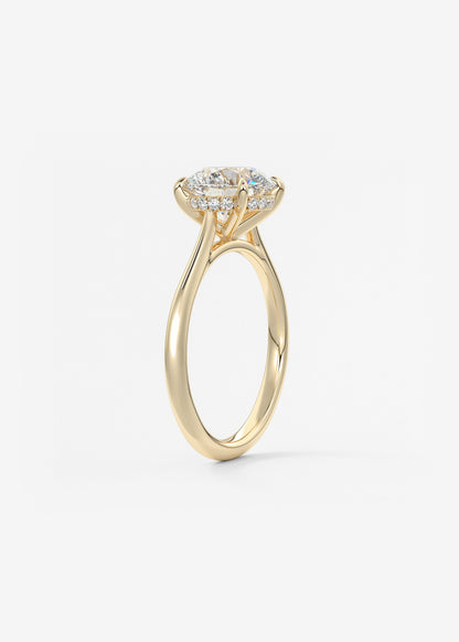 Round Hidden Halo Cathedral Lab Grown Diamond Engagement Ring