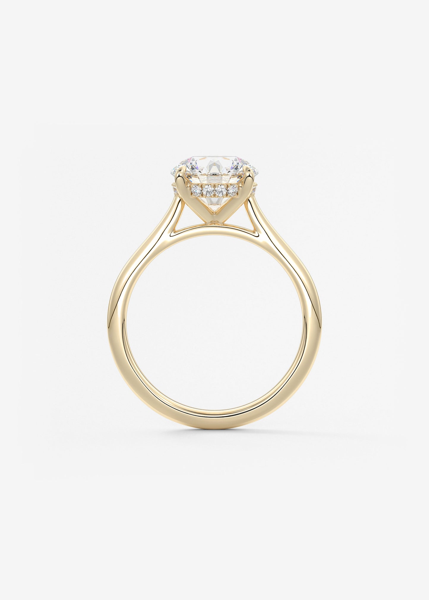 Round Hidden Halo Cathedral Lab Grown Diamond Engagement Ring