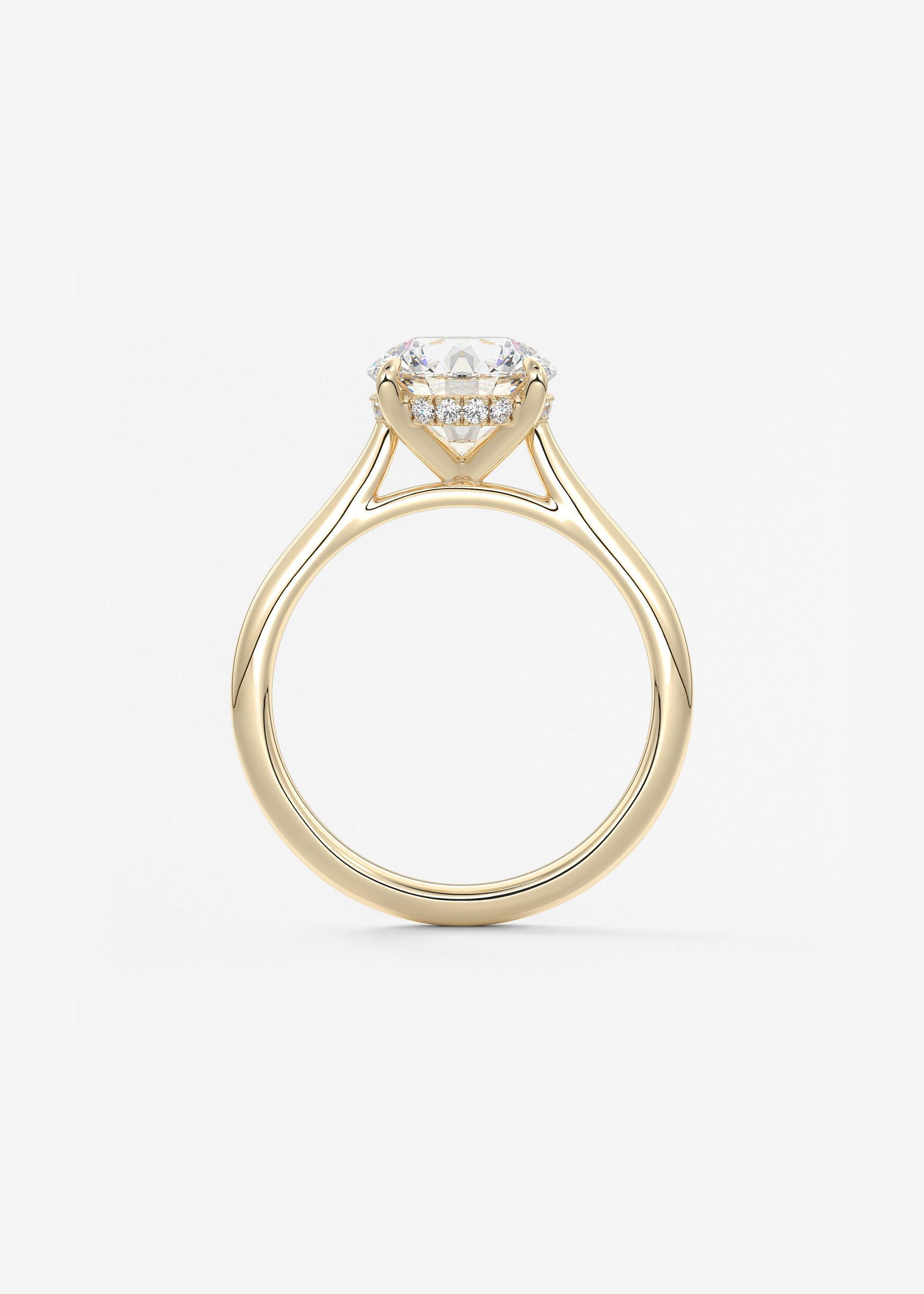 Round Hidden Halo Cathedral Lab Grown Diamond Engagement Ring