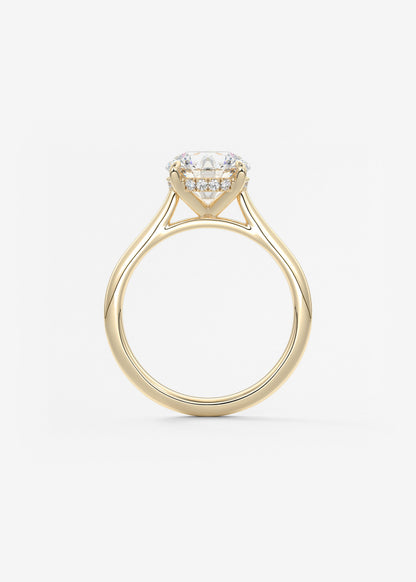 Round Hidden Halo Cathedral Lab Grown Diamond Engagement Ring