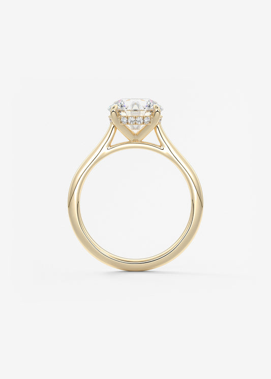 Round Hidden Halo Cathedral Lab Grown Diamond Engagement Ring