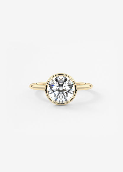 Round Bezel Lab Grown Diamond Engagement Ring