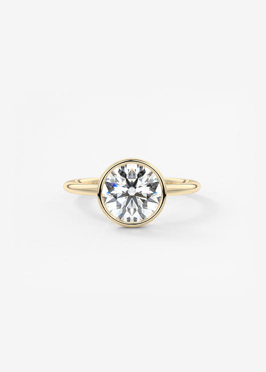 Round Bezel Lab Grown Diamond Engagement Ring