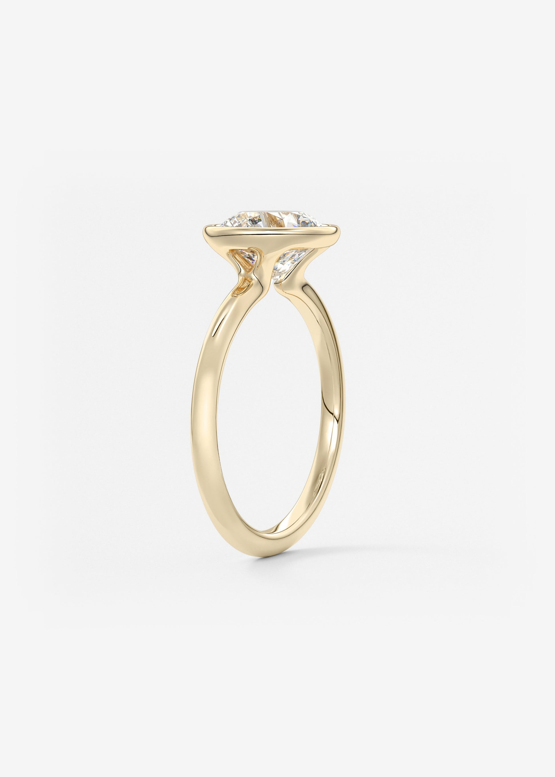 Round Bezel Lab Grown Diamond Engagement Ring