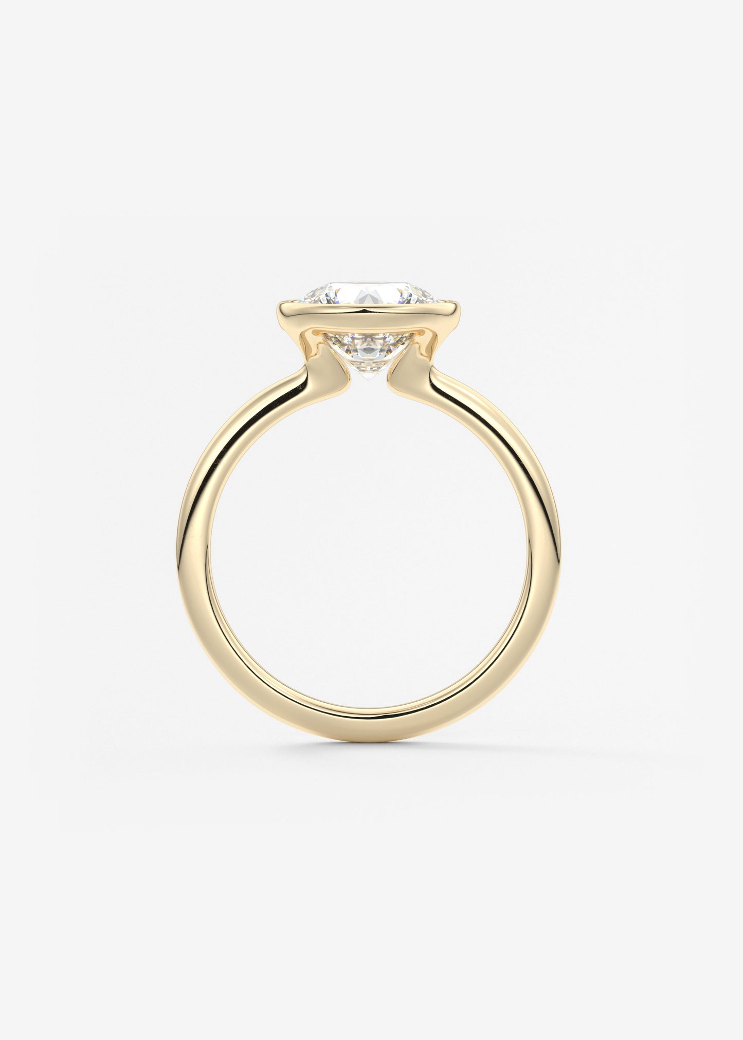 Round Bezel Lab Grown Diamond Engagement Ring