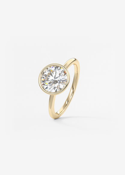 Round Bezel Lab Grown Diamond Engagement Ring