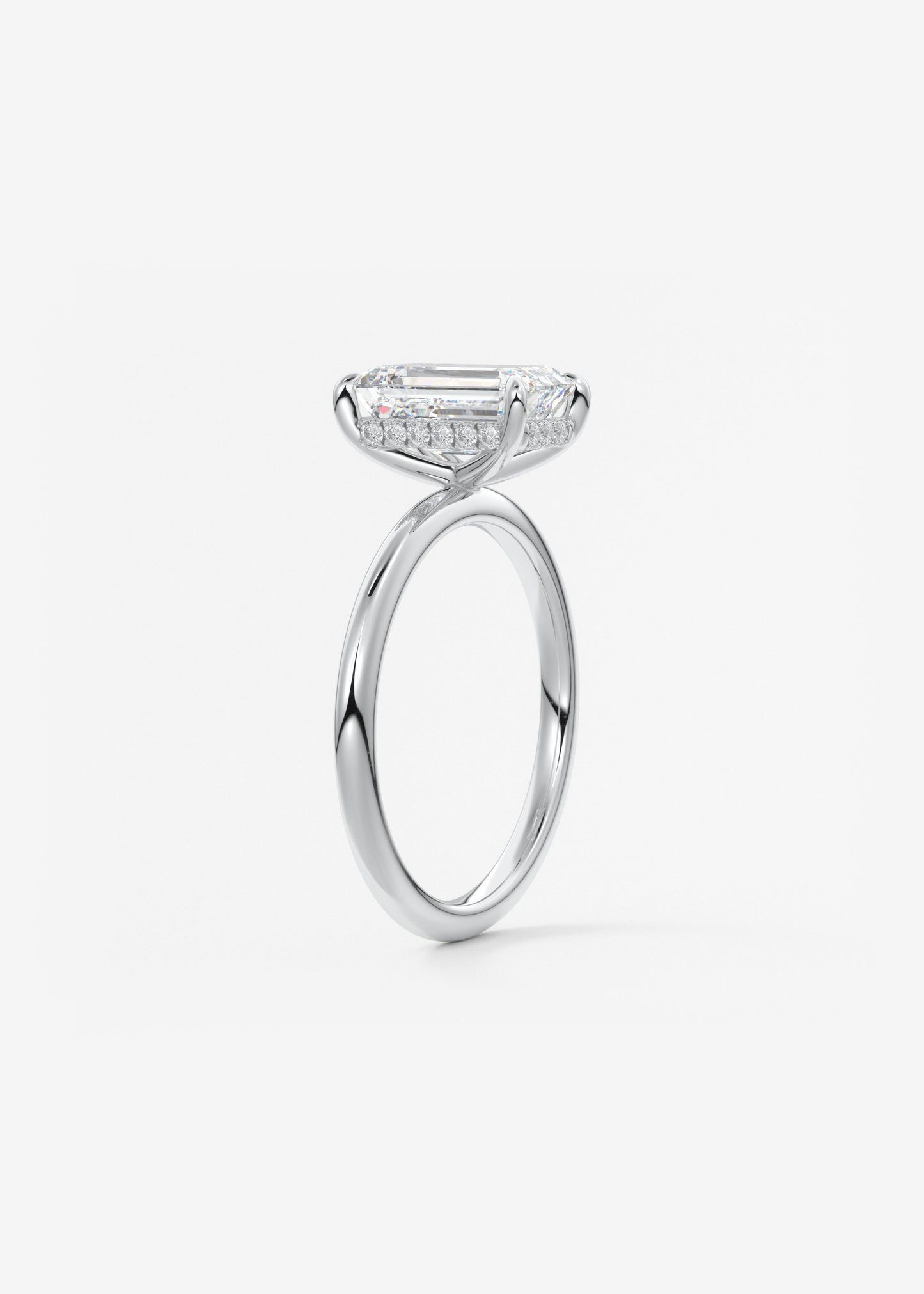Emerald Hidden Halo Lab Grown Diamond Engagement Ring